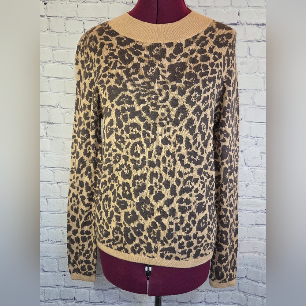 Express Animal Print Crew Neck Sweater